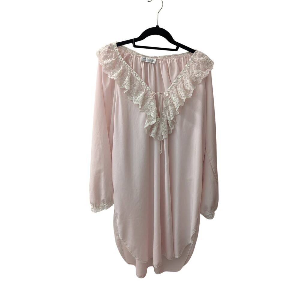 Carol Hochman Lace Pale Pink Vintage Nightgown L Large